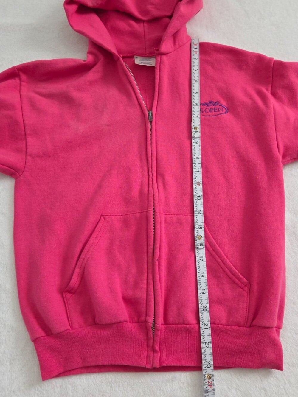 Vtg US Open Pink Hoodie Youth XL Tennis Athleisure Preppy Y2K Sporty Full Zip - Picture 16 of 16
